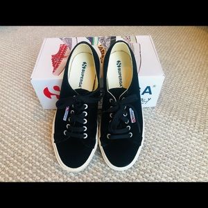 Superga Black Velvet Sneakers